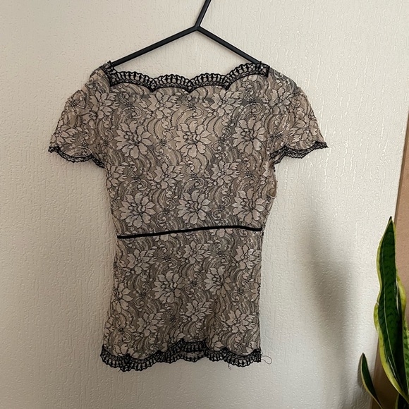 Sheer Floral Lace Wrap Blouse, Size 10-12 - Picture 7 of 8